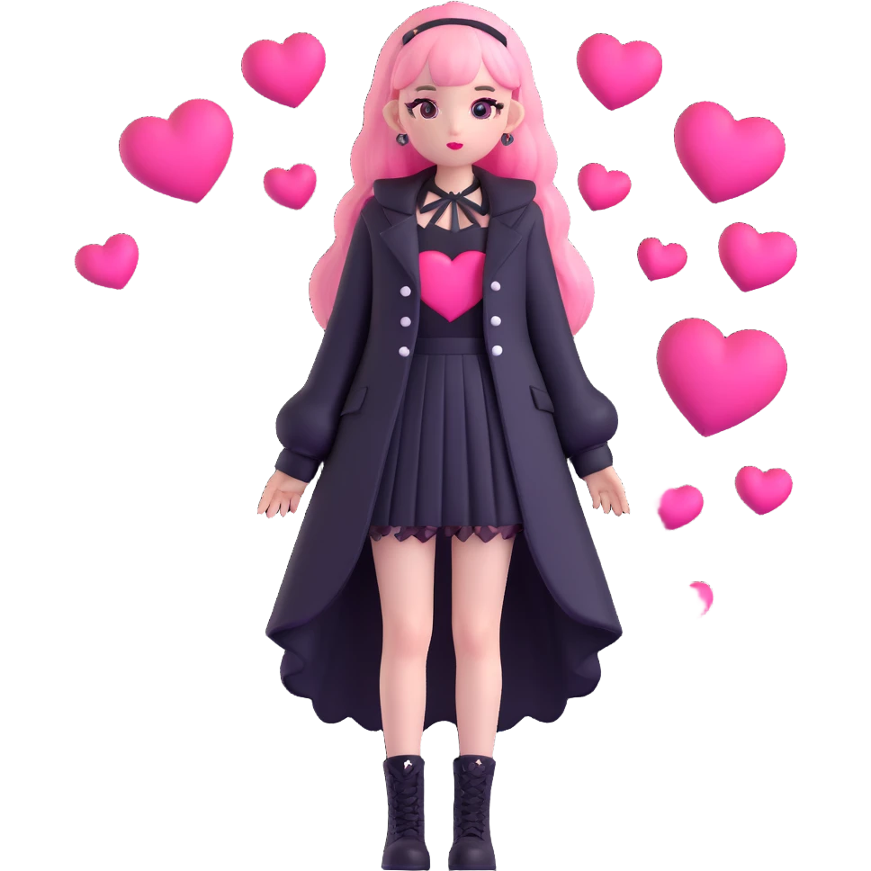 BLACKPINK-inspired gothic clothes ,  hearts, black and pink, cute,  emoji