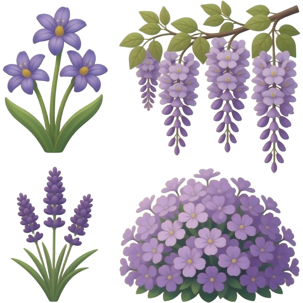 Scilla, wisteria, lilac, lavender emoji