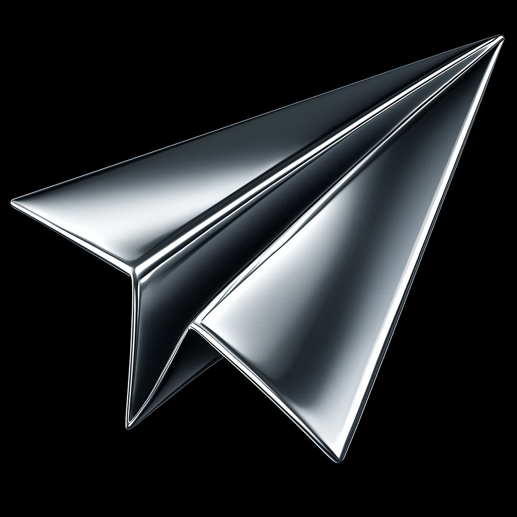 paper airplane in chrome style colorful emoji