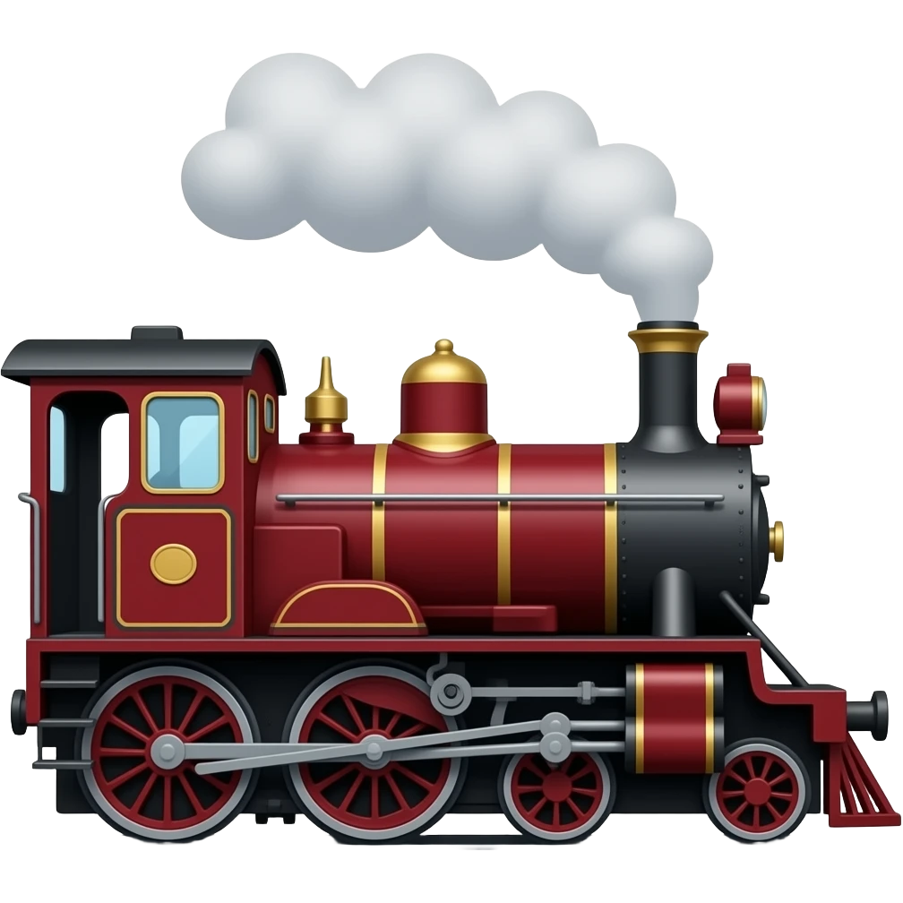 Maroon steam train emoji style side view emoji