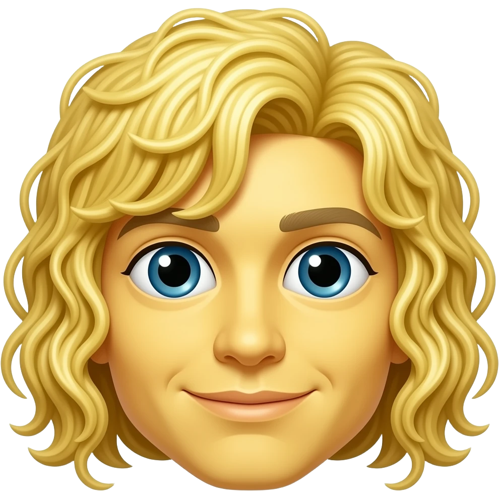 Yellow circle emoji with spaghetti hair emoji