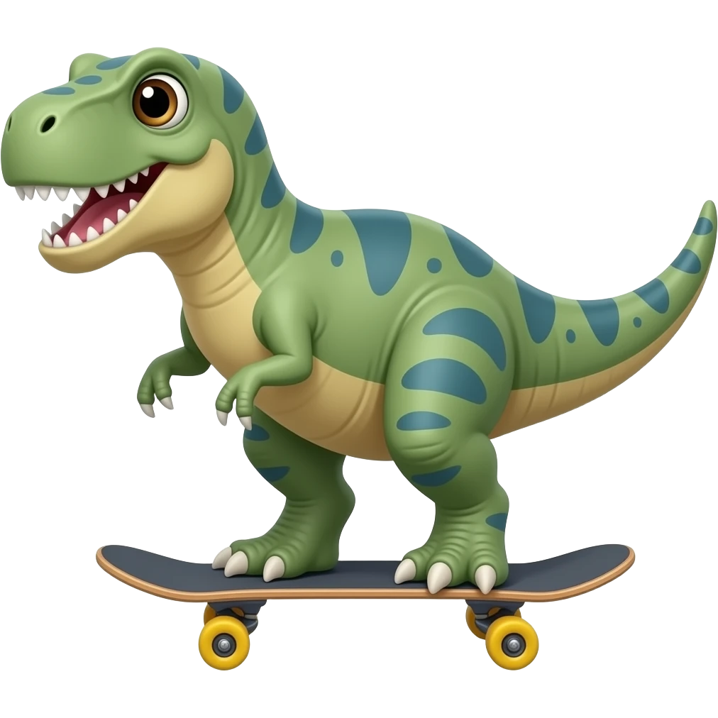 Dinosaur on a skateboard emoji