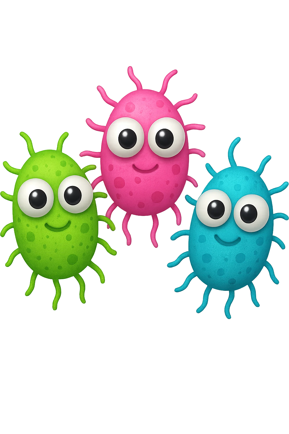 emoji con tre batteri intestinali con occhi 3d emoji