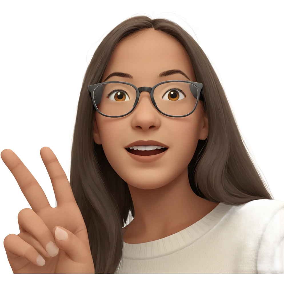 girl in white sweater indoors emoji