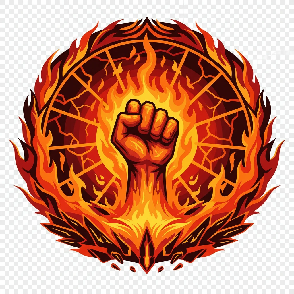 un emblème de la colère du feu et du magma. icone png emoji