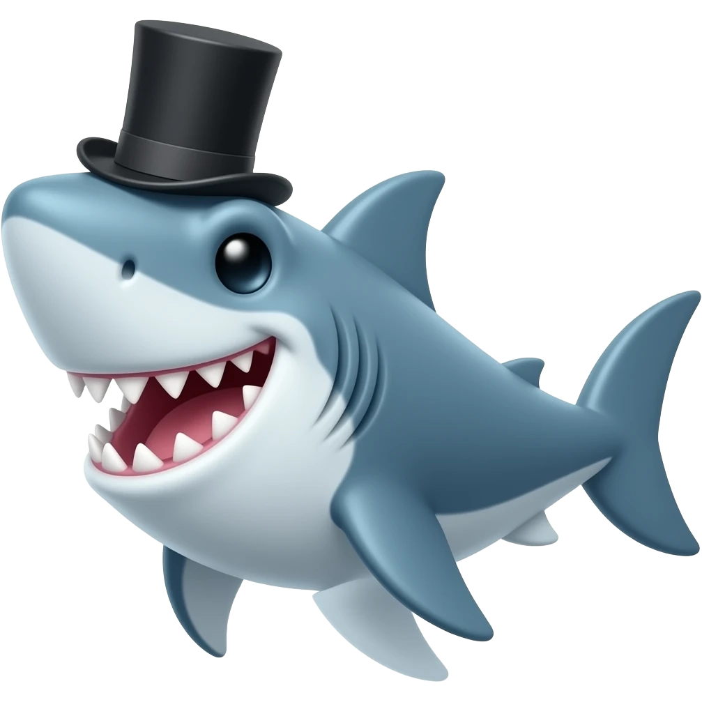 Shark with a top hat emoji