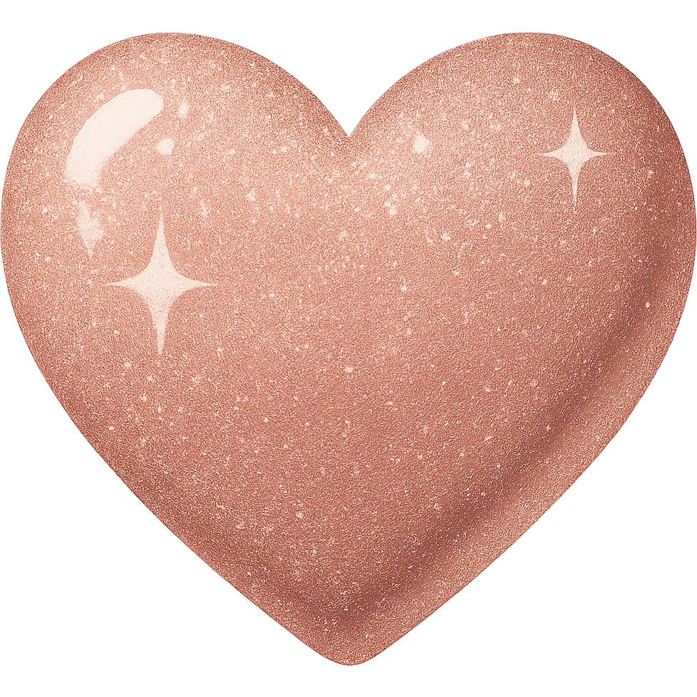 Edit the glittery gold color heart to a glittery rose gold color heart with a subtle gradient and no border. Keep the background transparent. Maintain the glittery texture and subtle gradient effect in rose gold tones. emoji