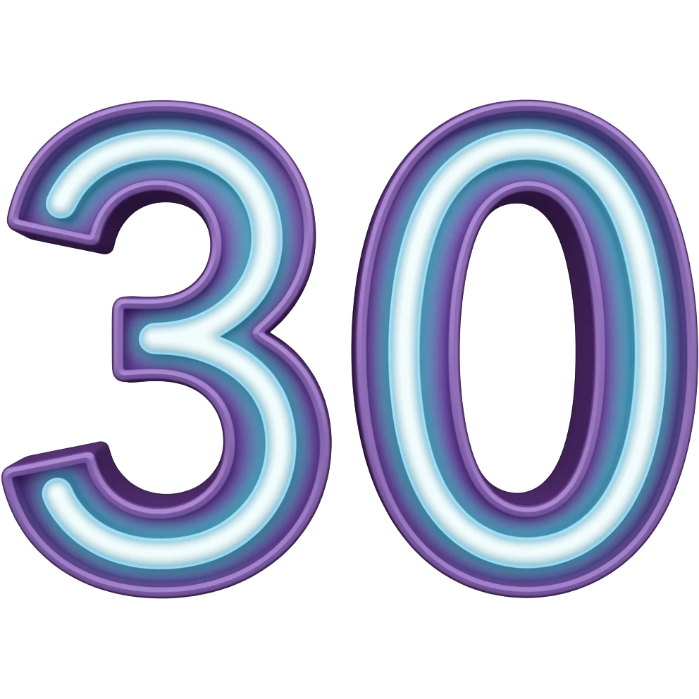 30 number in neon emoji