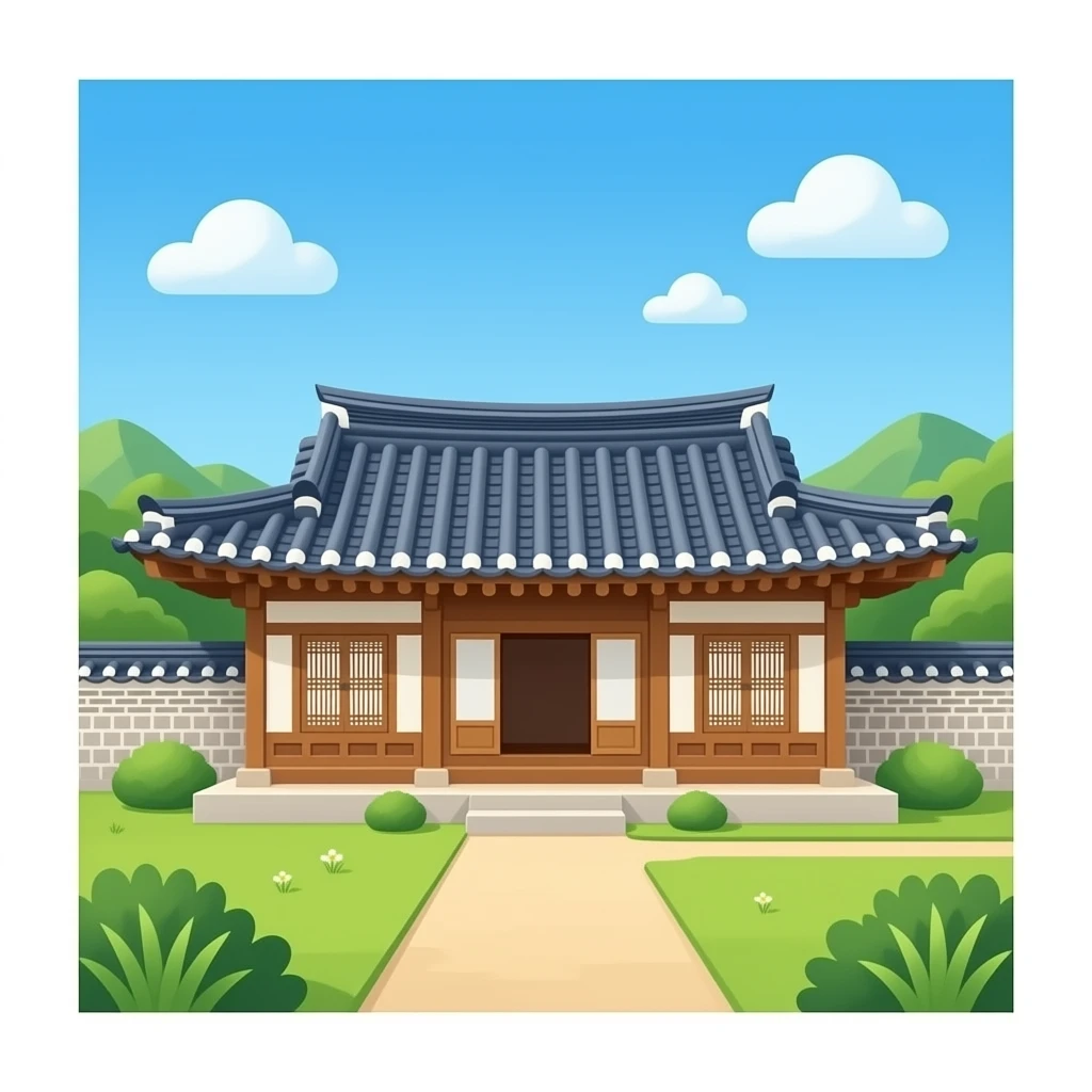 korean traditional house with a white background emoji