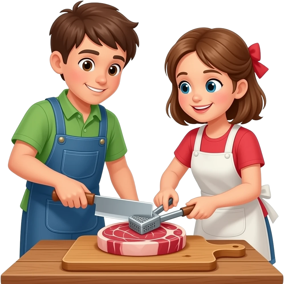 a boy and a girl beat the meat steak emoji