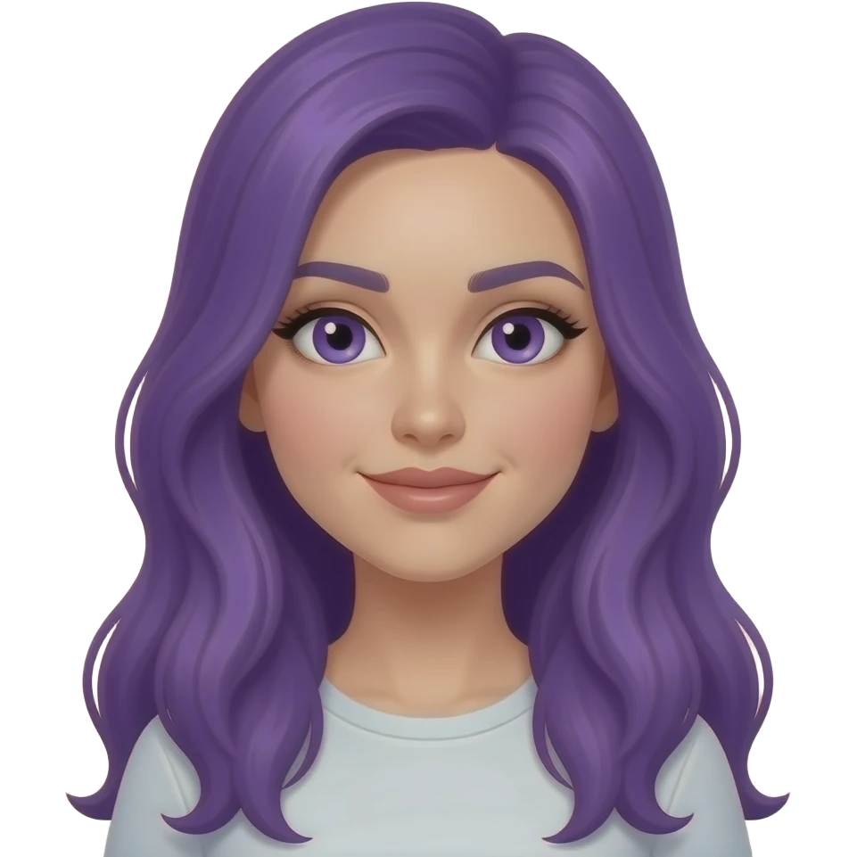 sexy girl with long purple hair and purple eyes is working emoji