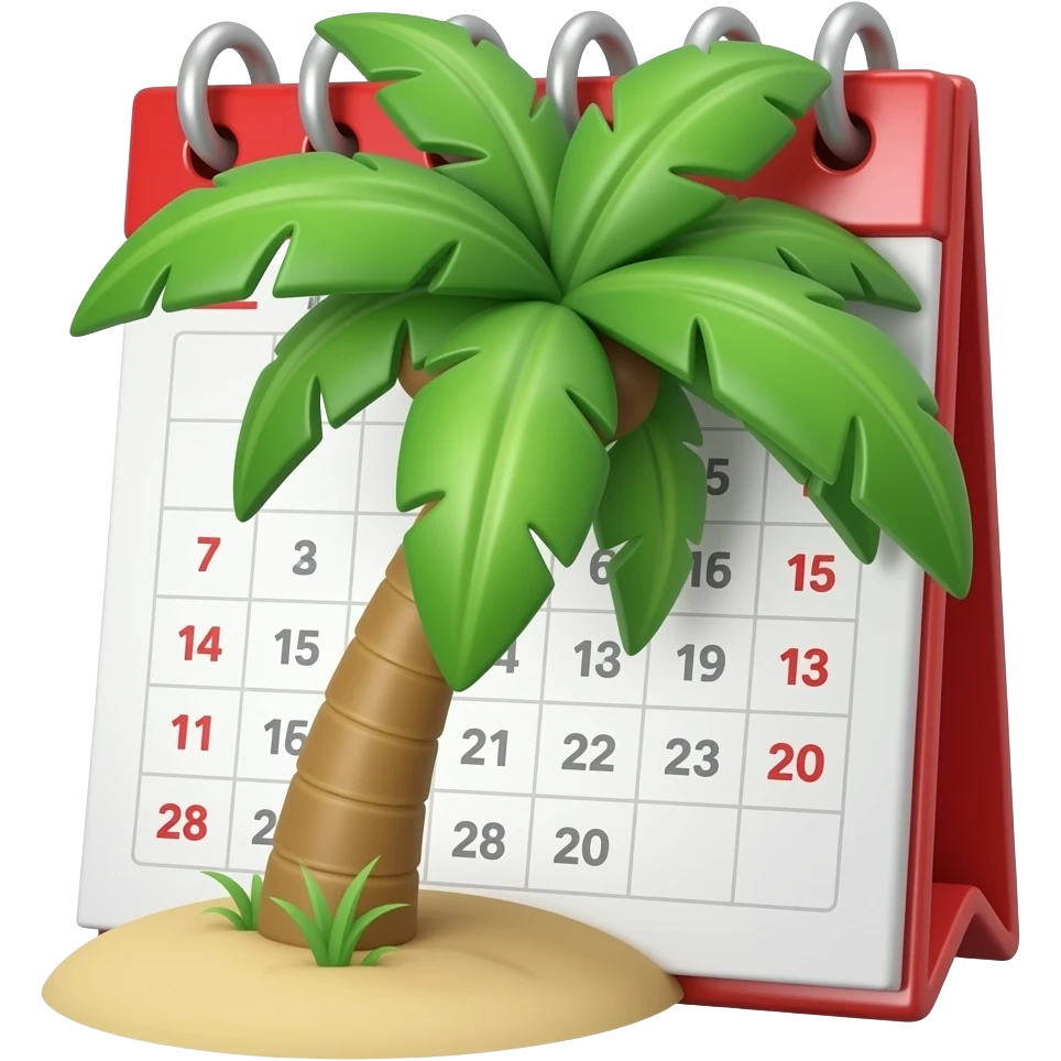 달력안에 야자수가 들어간 이모지 emoji