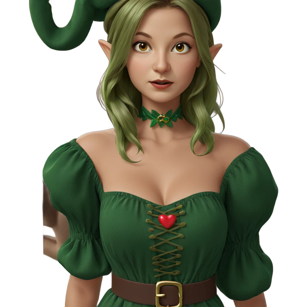 elf girl in green dress emoji