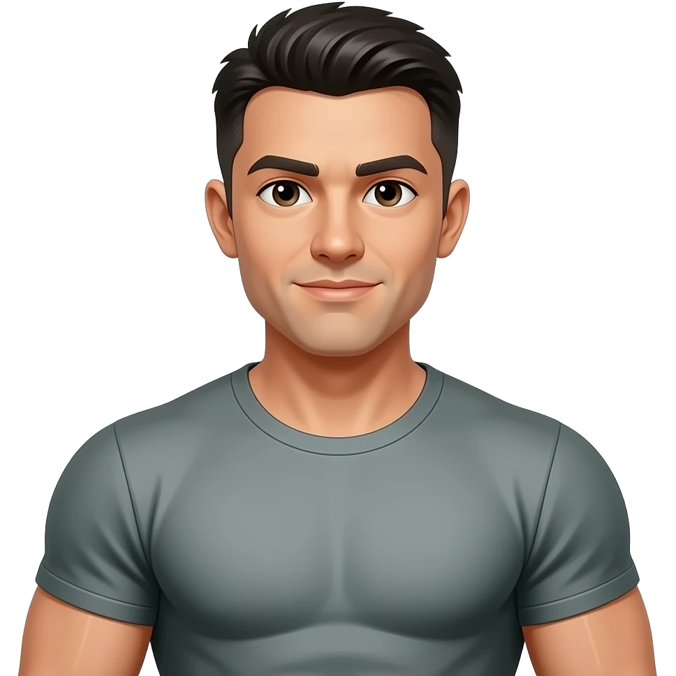 Homme musclé cheveux noir court emoji