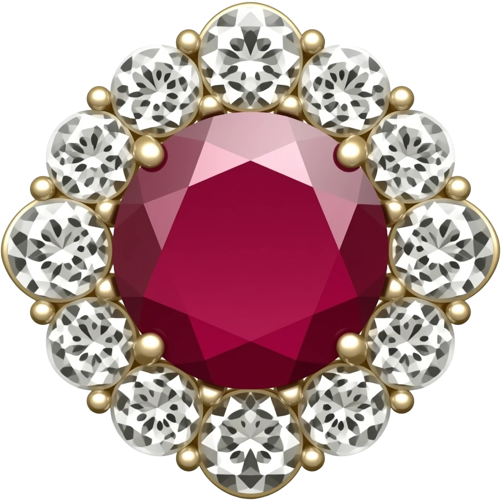 Dark red ruby brooch emoji