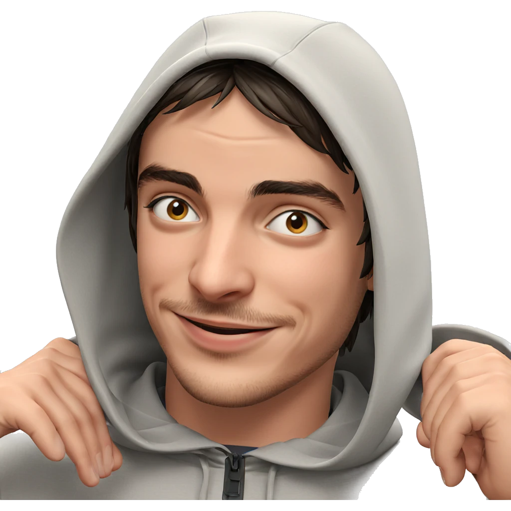 smiling boy with hood up emoji