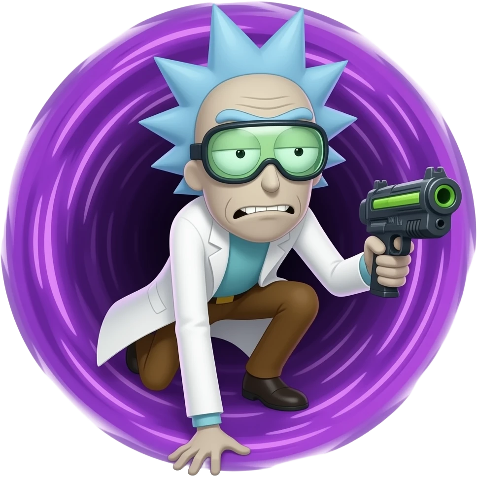 Make rick sanchez crawling out of a portal emoji