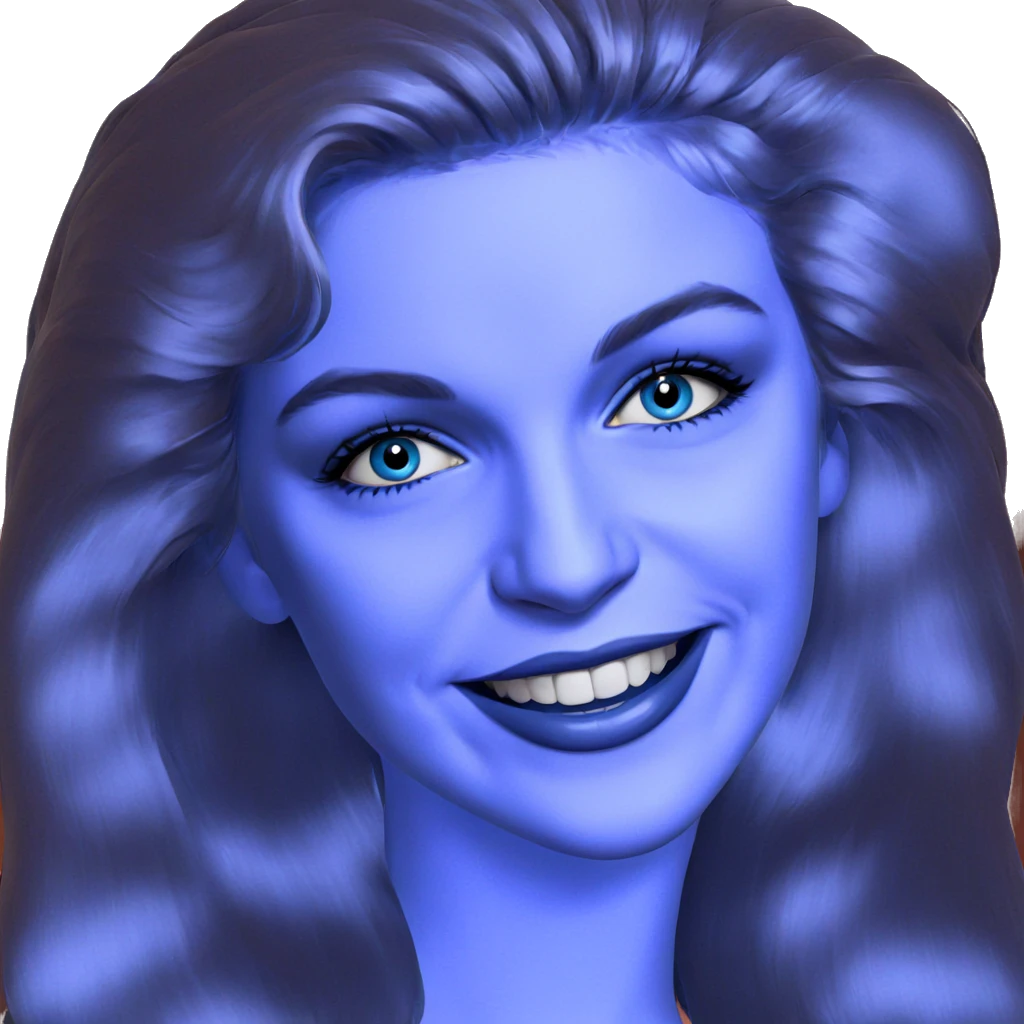 blue skinned girl portrait emoji