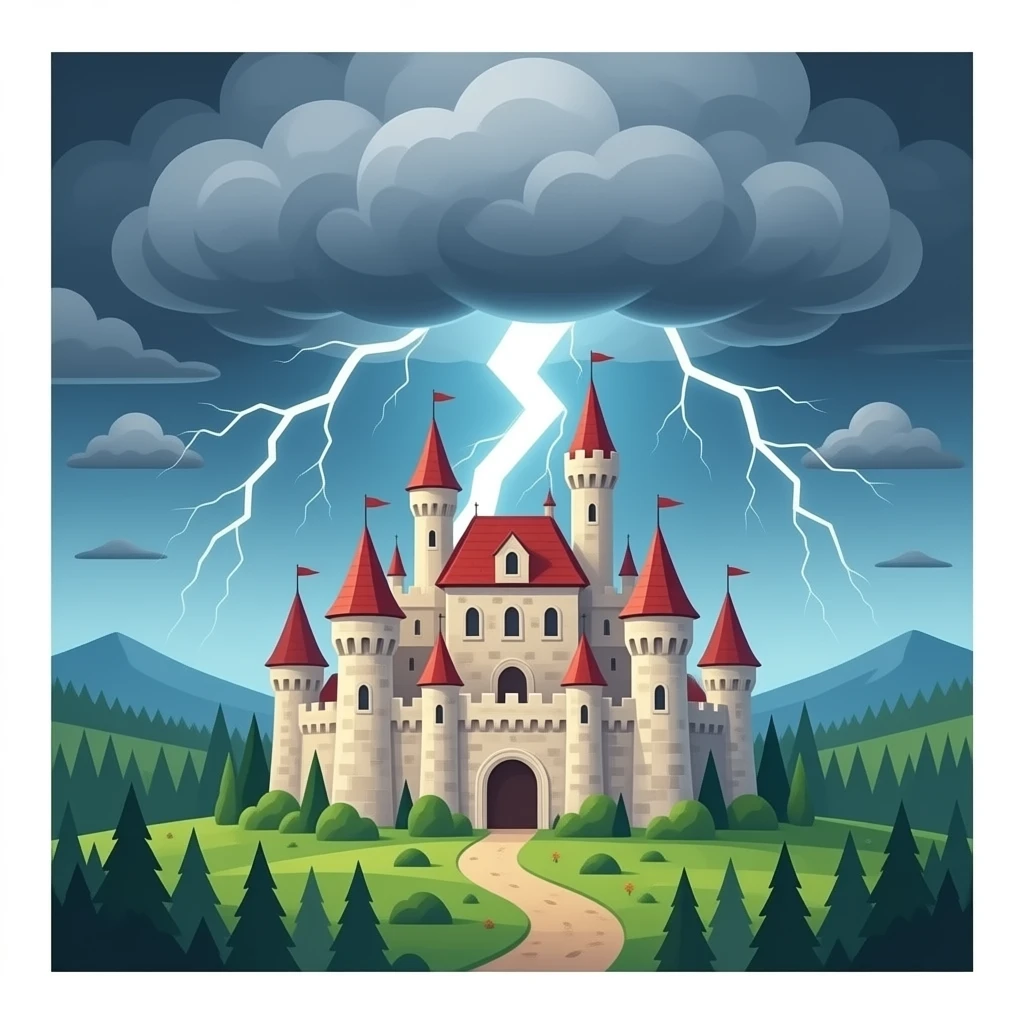 Castle and lightning emoji