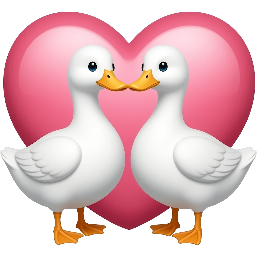 Two white ducks making a heart emoji