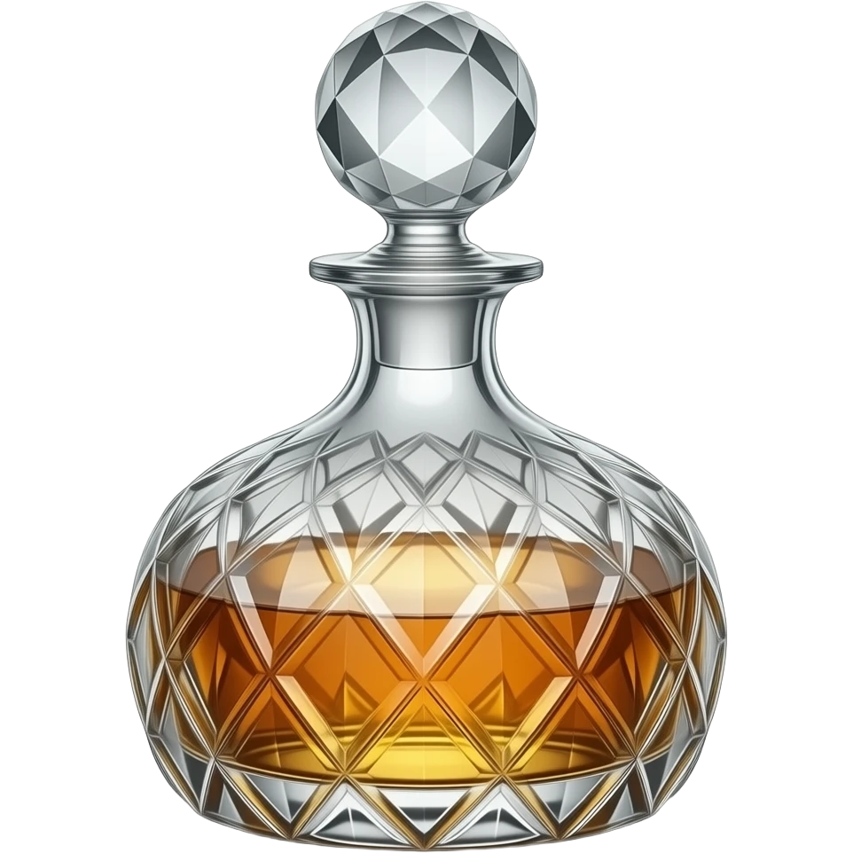 A crystal decanter emoji in old money style, premium glass shine, sophisticated and expensive look emoji