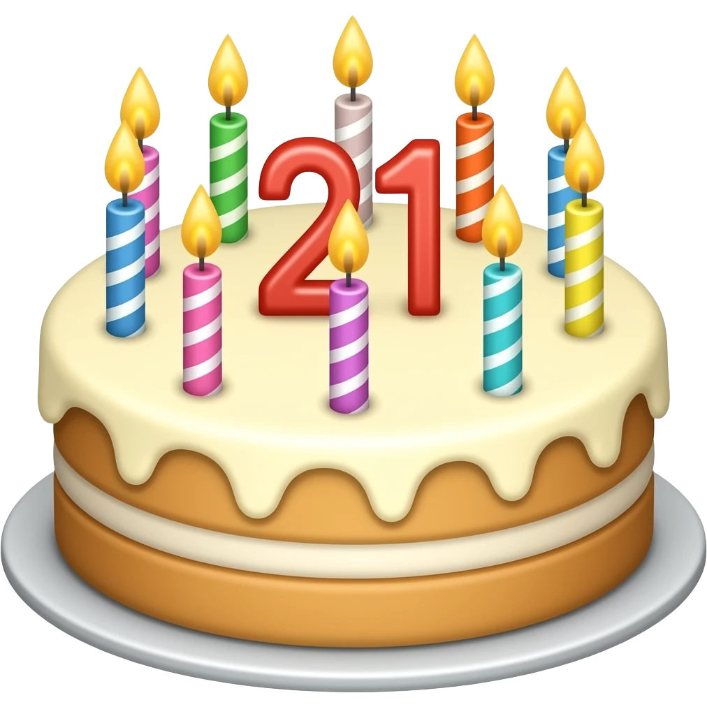 birthday cake with 21 candles emoji
