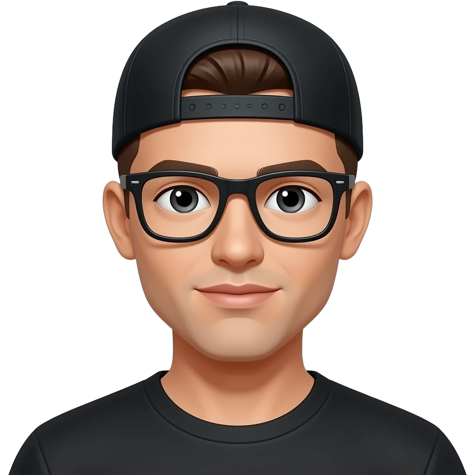 black 22 year old man with a brown low taper fade in a black bonnet with black media glasses emoji