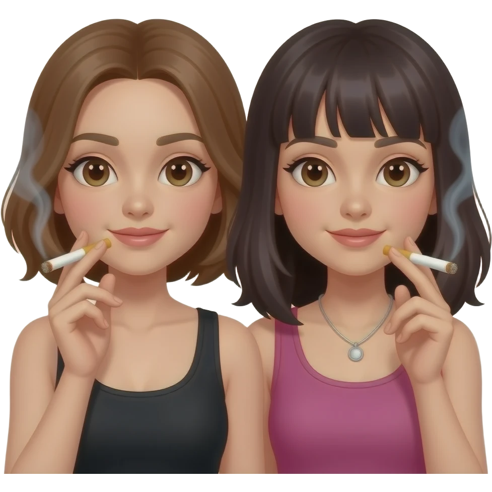 2 girls smoking cigarette together emoji