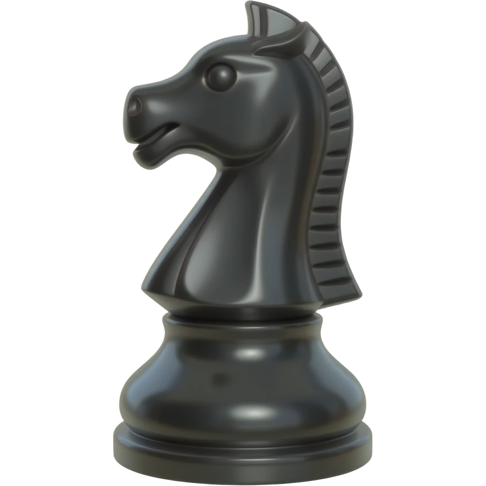 knight chess piece glossy black emoji