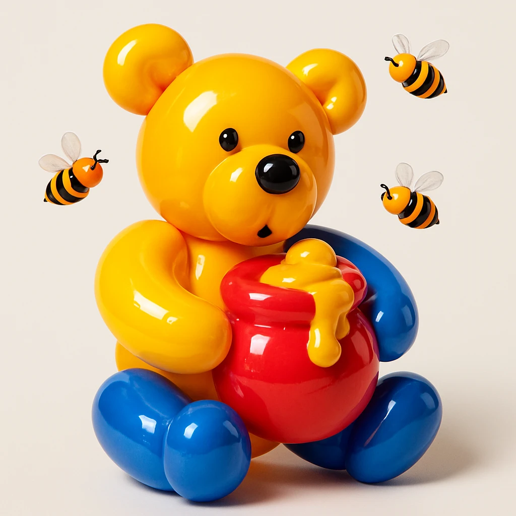 bear eating honeycomb with bees flying around emoji