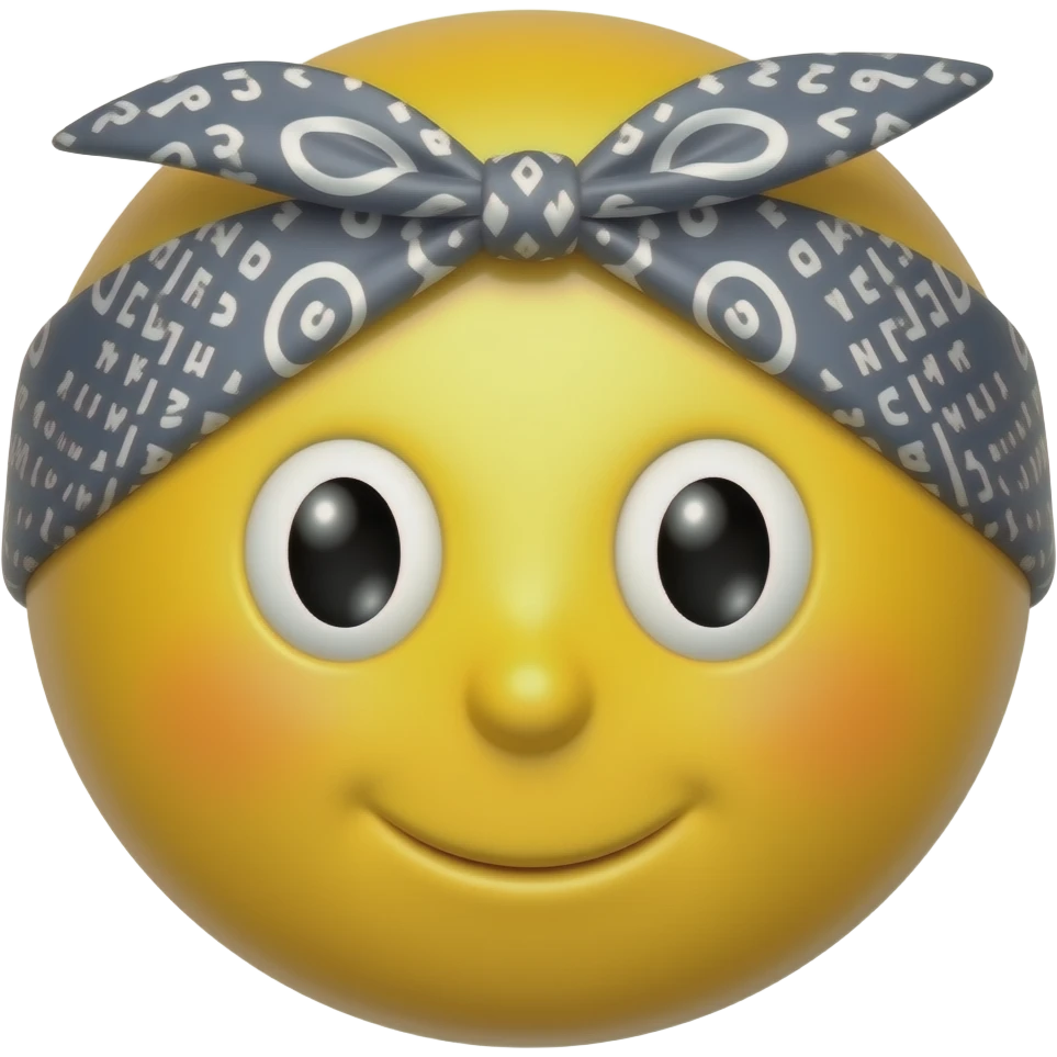 Yellow round glossy emoji with bandana emoji