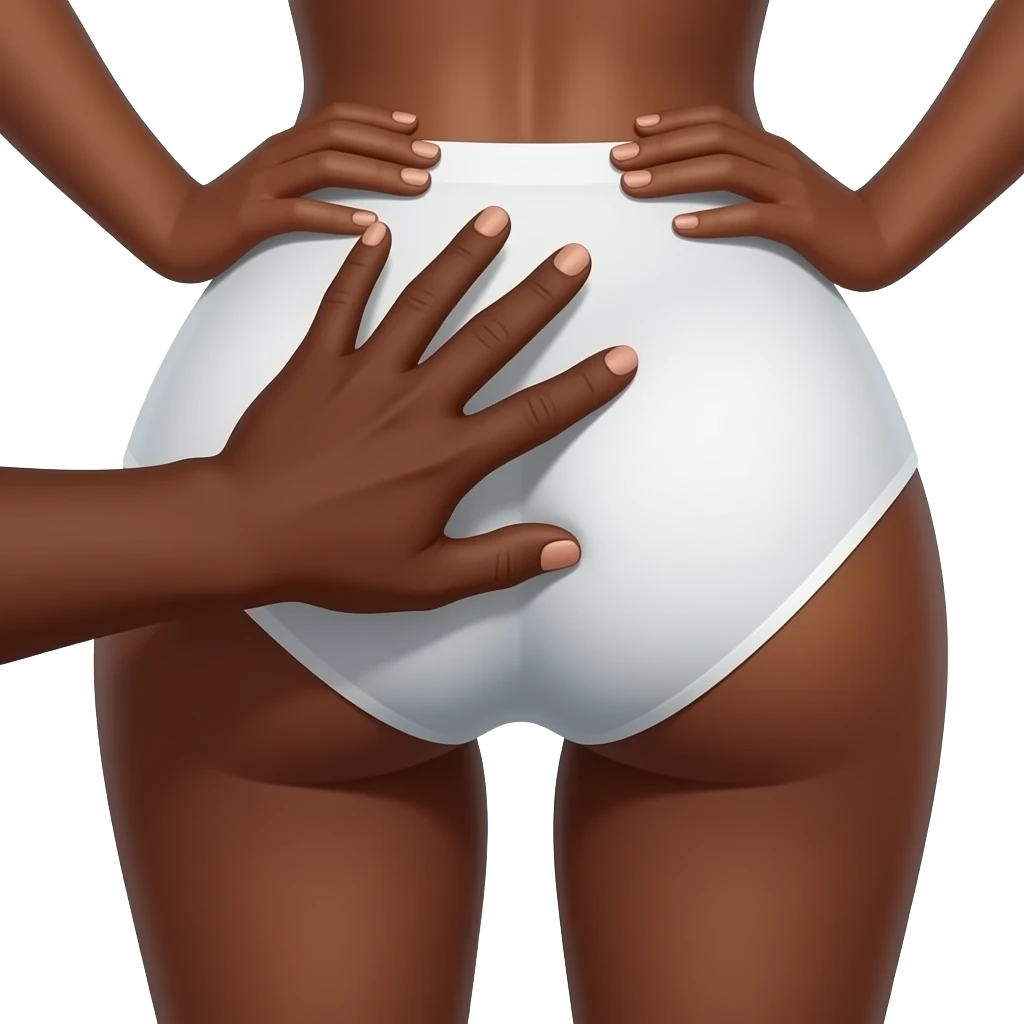 hand of an African. Black slapping the buttocks of a black woman in white briefs hard emoji