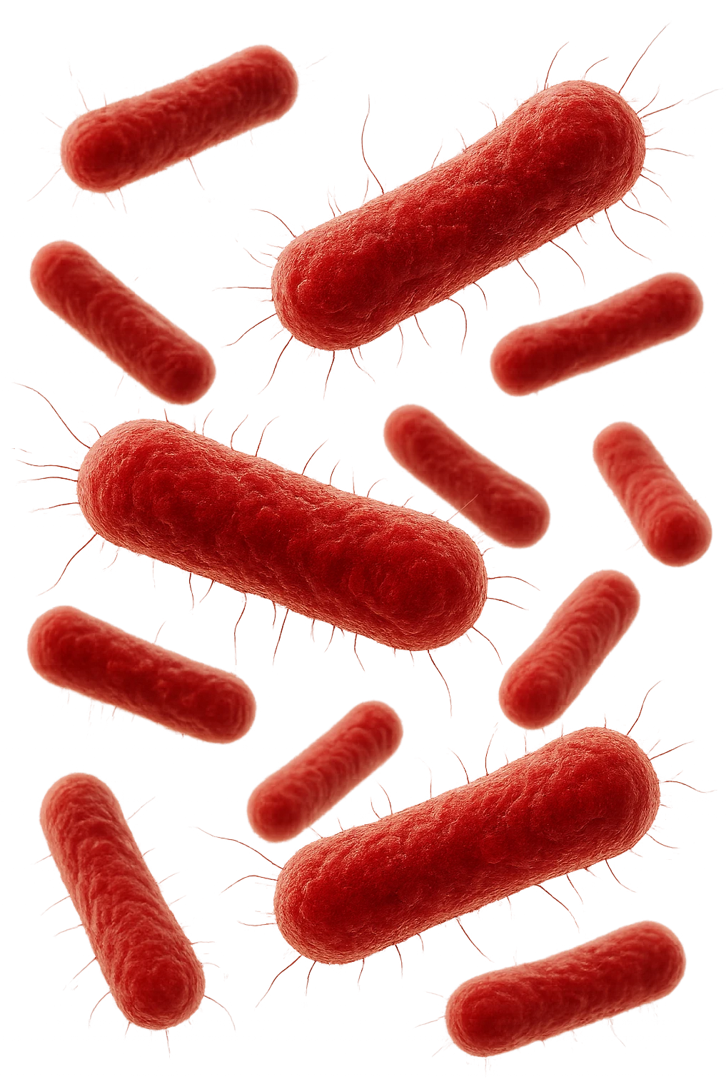 batteri intestinali anatomici realistici rossi fluttuano in aria, iperrealistico 4k emoji