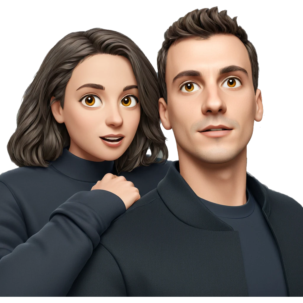 girl and boy portrait interaction emoji