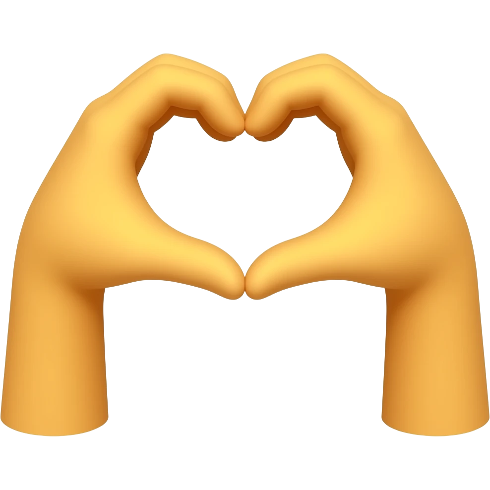 Two yellow hands, making a heart shape, emoji