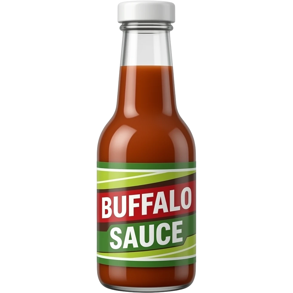 Dressing bottle that says "buffalo sauce" emoji