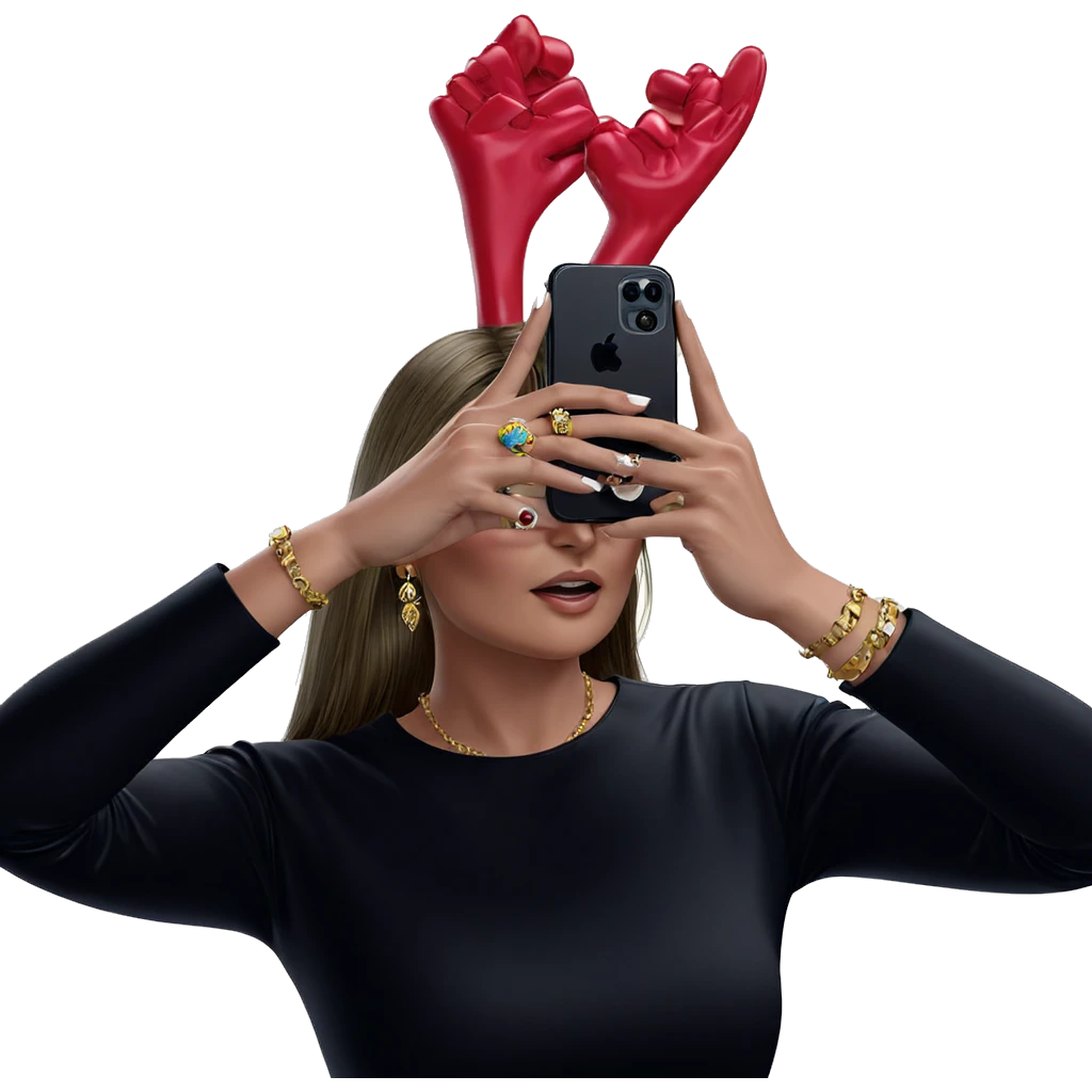 girl with jewelry and phone emoji