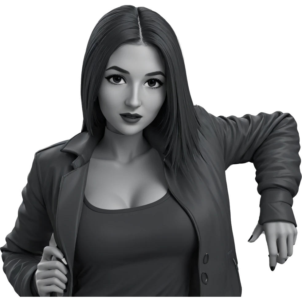 monochrome girl in jacket emoji