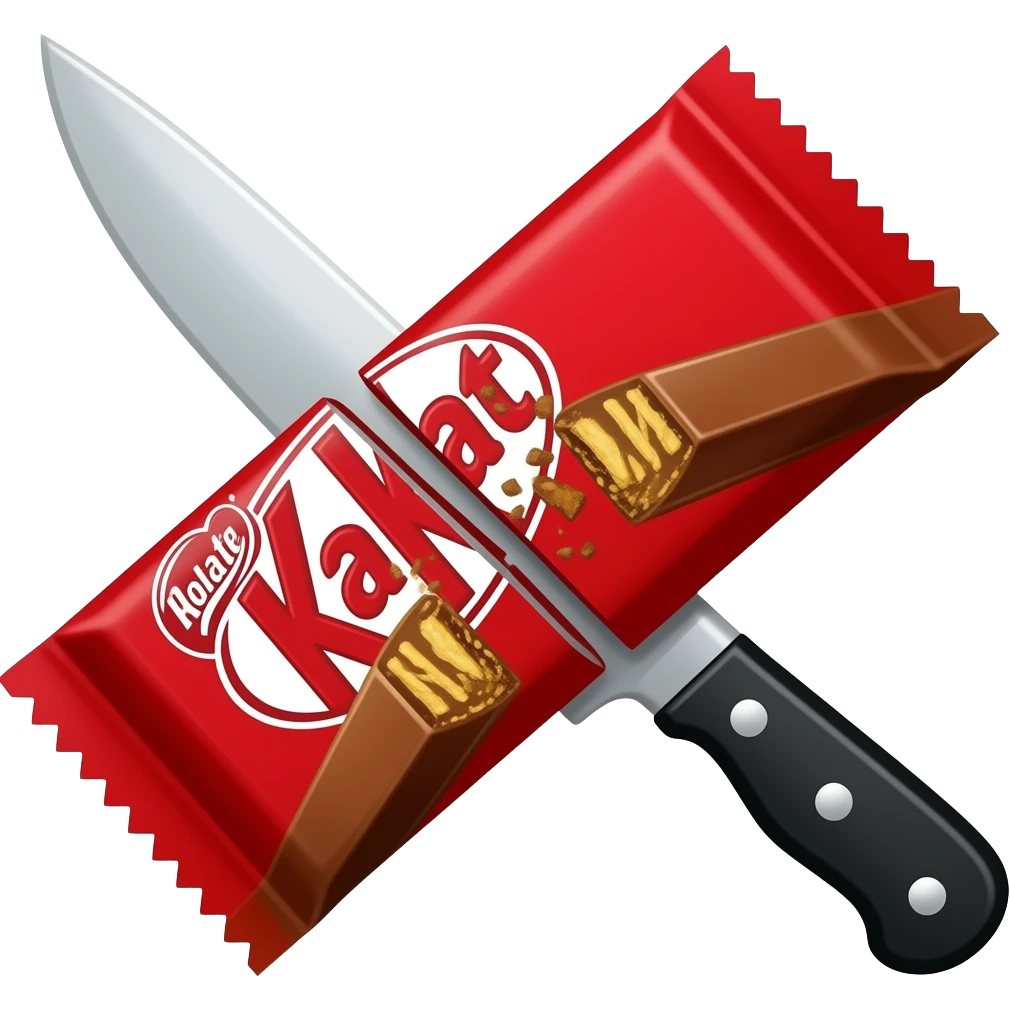 kitkat slicing with knife emoji