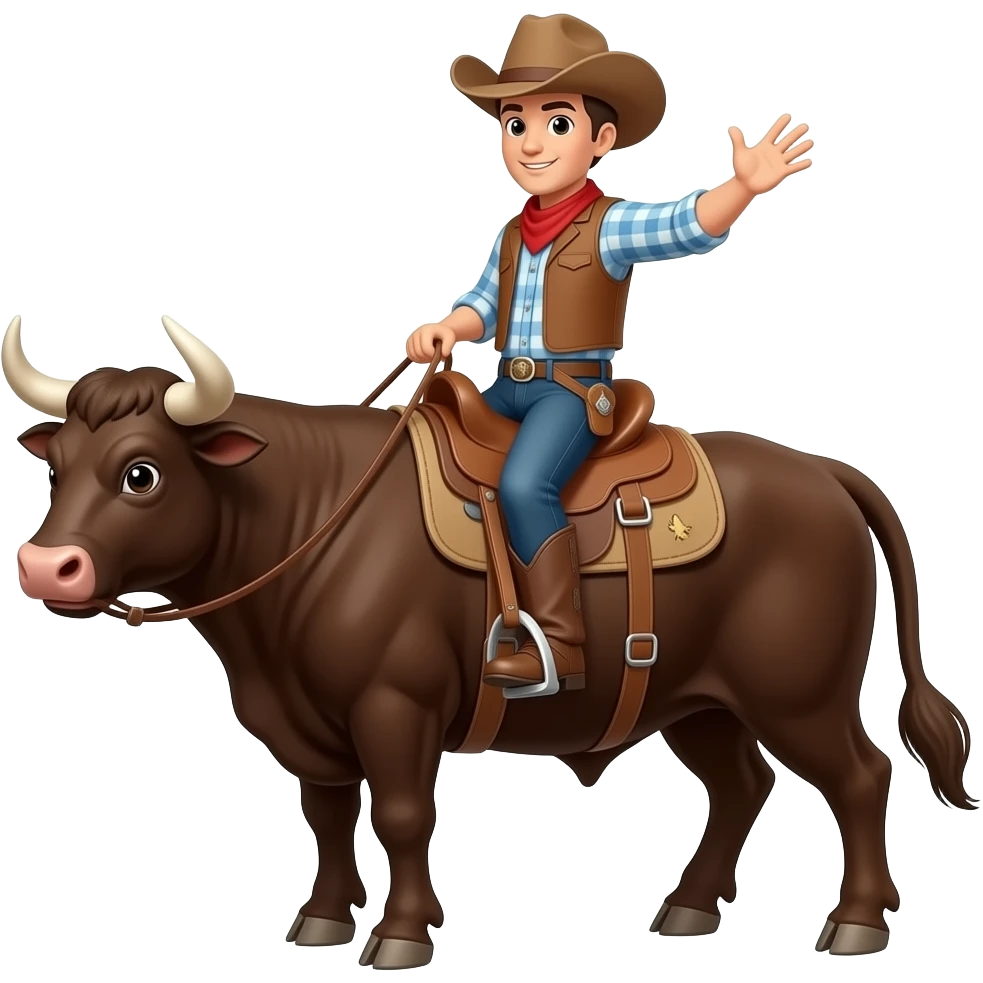 Emoji cowboy correndo de um touro emoji