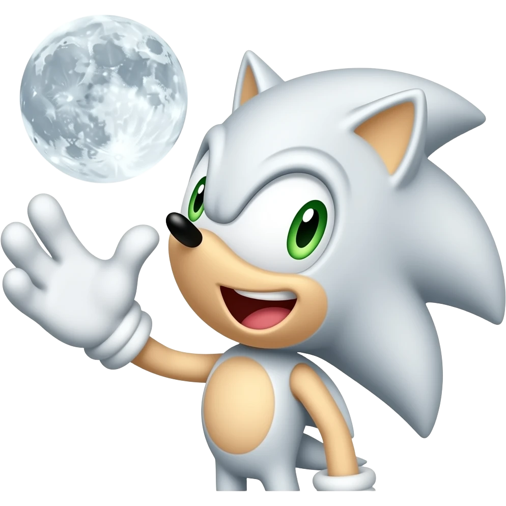 White sonic looking at the moon and his spikes are going up emoji