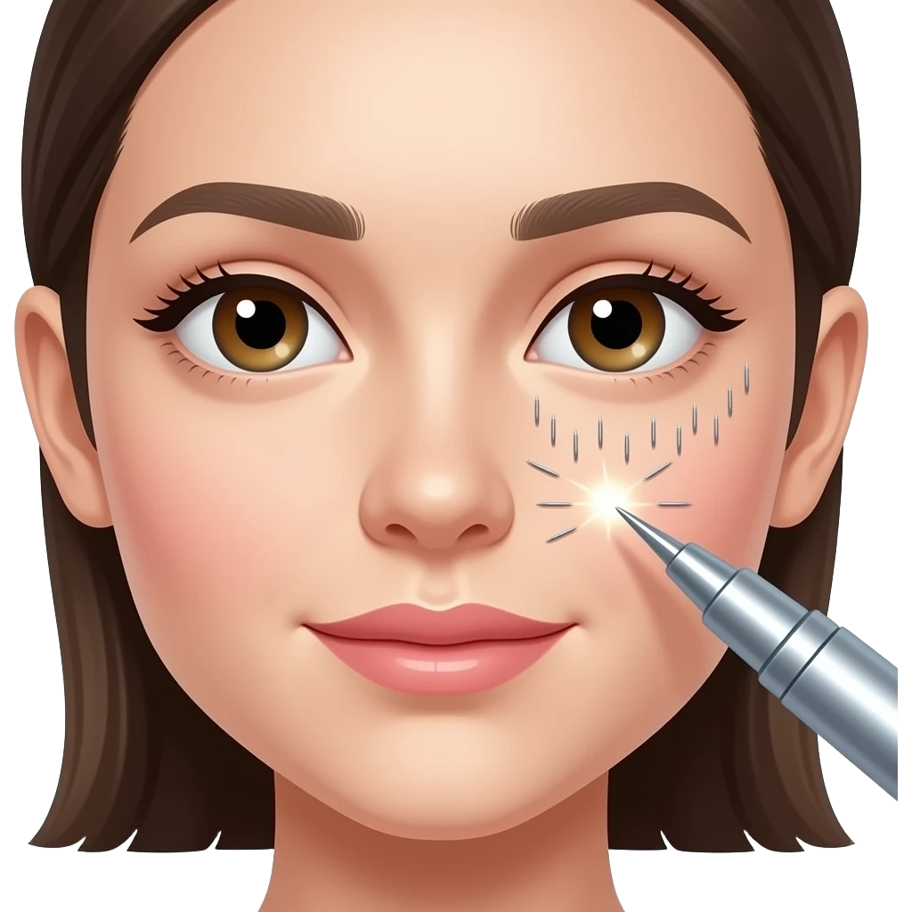 girl getting microneedling close up like in progress with the microneedling pen emoji