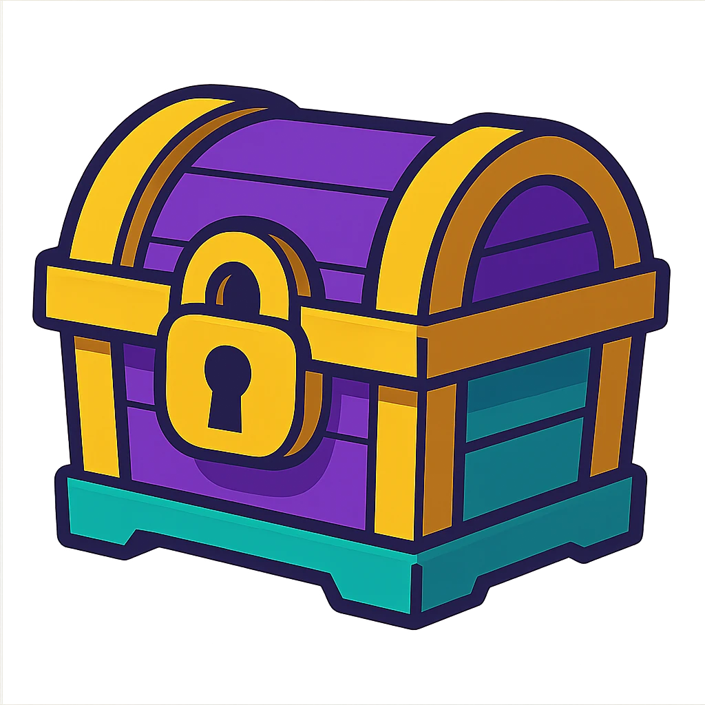 purple and teal rewards chest vibrant toon style emoji