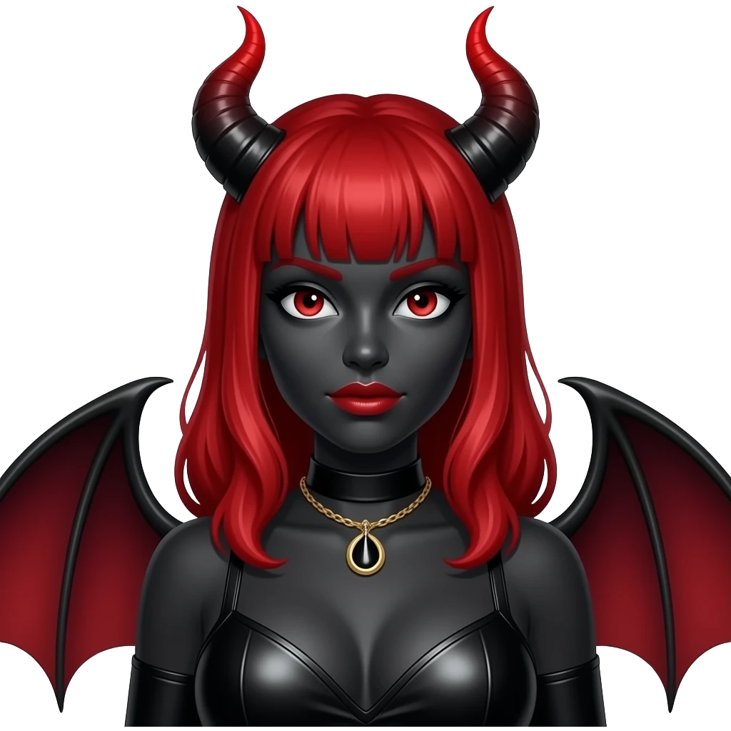 Succubus BDSM mistress with red hair and black skin emoji