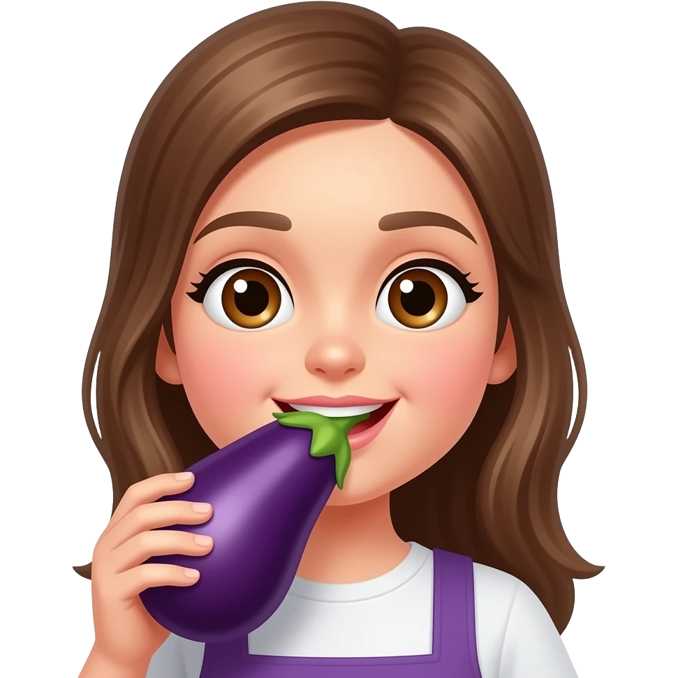 Girl face eating egg plant emoji