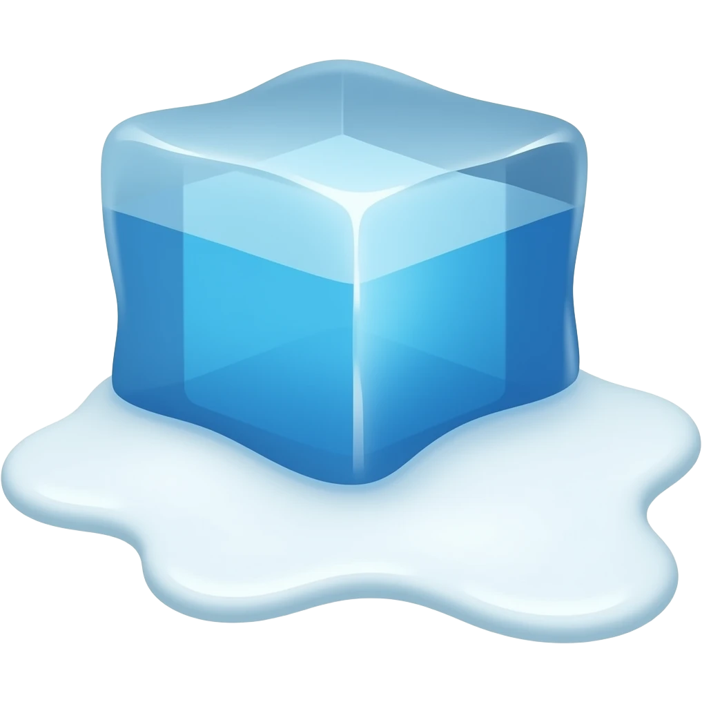 Blue ice with white melting emoji