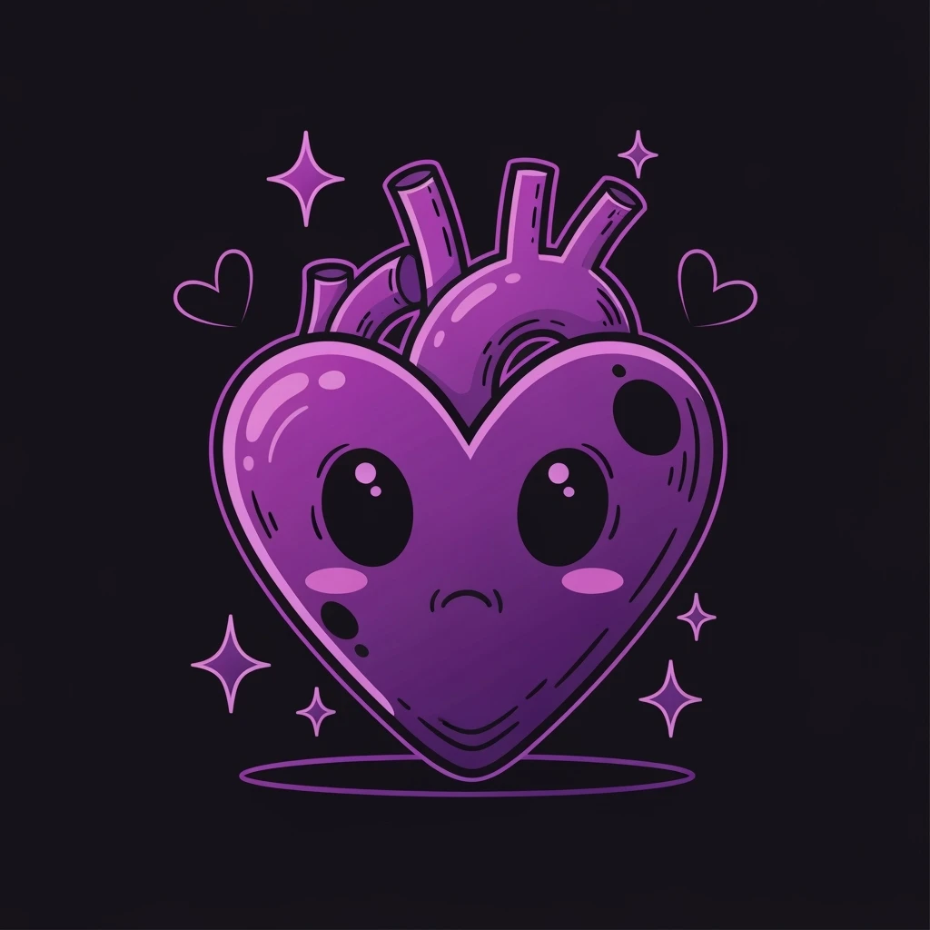 goth heart, cute, expressive, minimal emoji