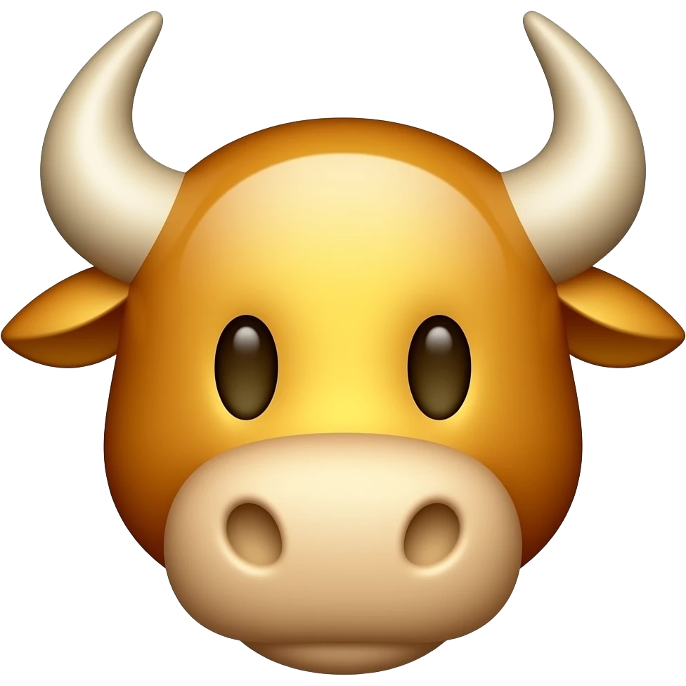 Bull's Tavern: stylish 3D emoji style, glossy surface, soft shadows, white background, centered, no text, bull character, amber color emoji