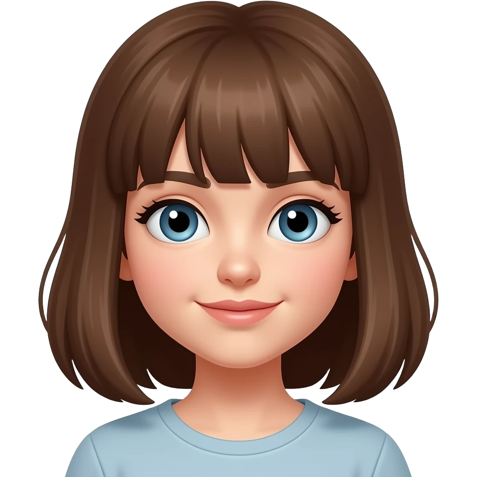 Brown hair blue eyes girl emoji emoji