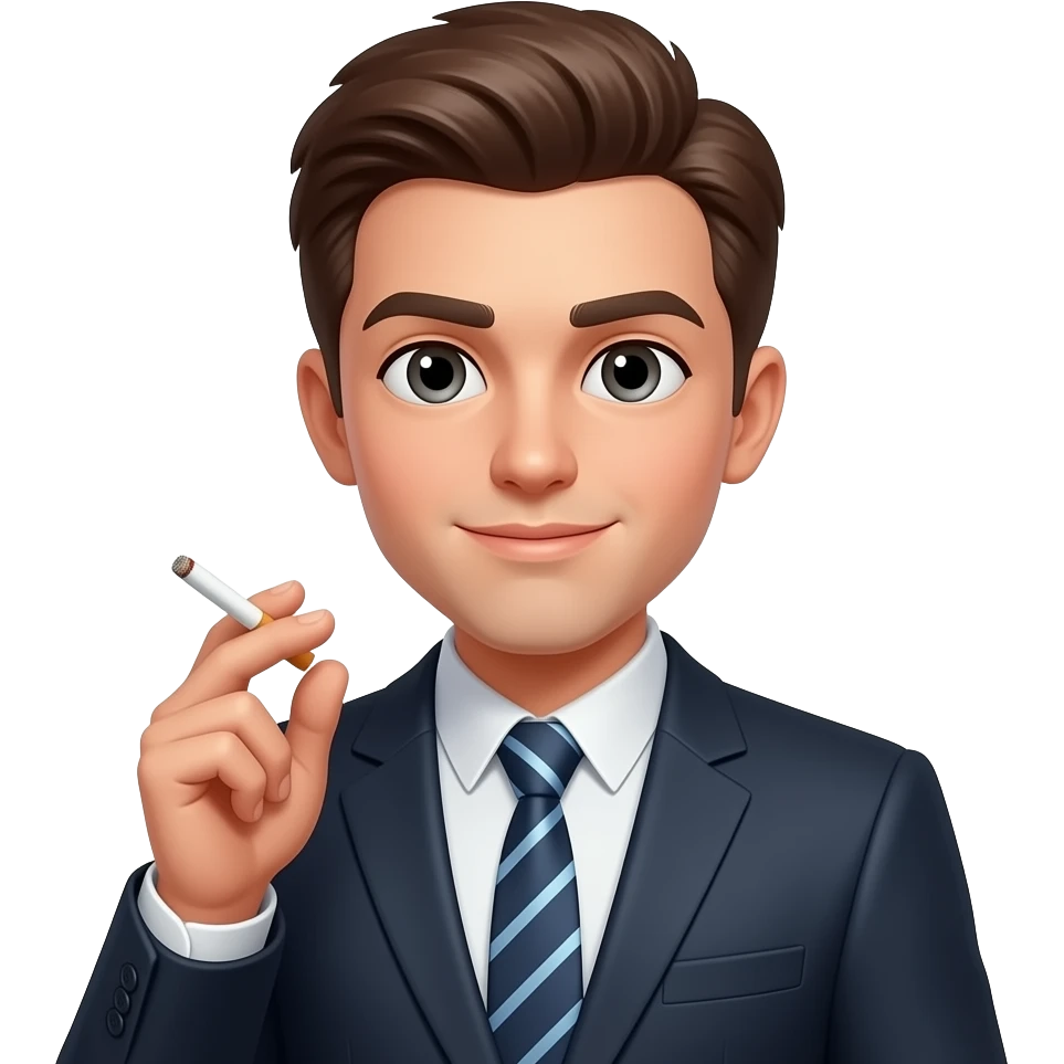 Señor joven con trage y tabaco emoji